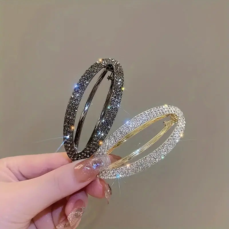 2pcs Fashion Oval Rhinestone Hair Clip (Mega Sale)